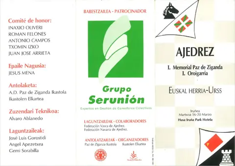 Brochure of the 1st Paz de Ziganda Memorial (1991): Basque Country vs USSR
